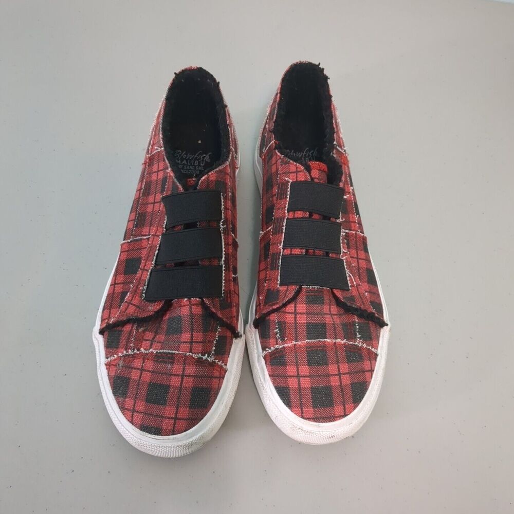 Blowfish Slip On Red and Black Buffalo Check Sneakers 9
